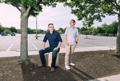 Thomas Pingel and Theo Lim share a laugh at Virginia Tech.