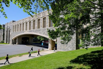 People walking on the Blacksburg campus