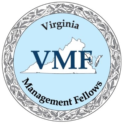 A blue and grey VMF logo